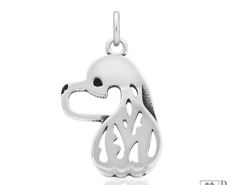 American Cocker Spaniel Pendant Necklace in Sterling Silver, Head