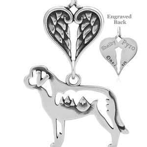 Saint Bernard Angel Pendant, Custom Breed Memorial Keepsakes image 1