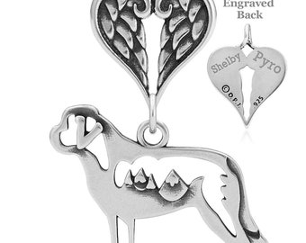 Saint Bernard Angel Pendant, Custom Breed Memorial Keepsakes