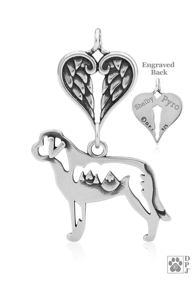 Saint Bernard Angel Pendant, Custom Breed Memorial Keepsakes image 1