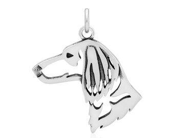 Collar de perro salchicha en plata de ley, de pelo largo