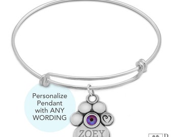 Pulsera personalizada con huella de pata de cristal, pulsera de amor incondicional