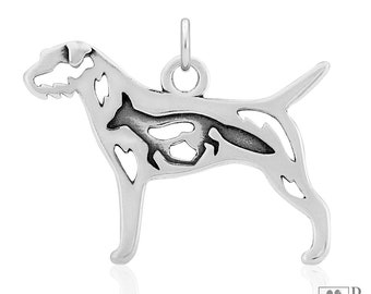 Border Terrier Necklace Jewelry in Sterling Silver, Body