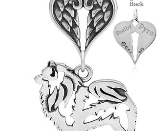 Keeshond Angel Pendant, Custom Breed Memorial Keepsakes