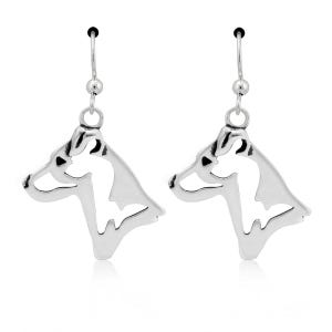 Parson Russell Terrier örhängen i sterlingsilver, slät päls