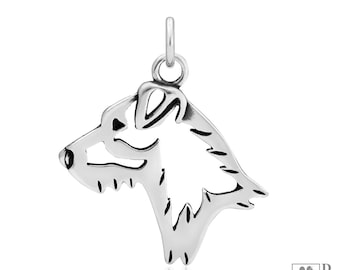 Jack Russell Terrier Broken Coat Pendant Necklace in Sterling Silver, Head