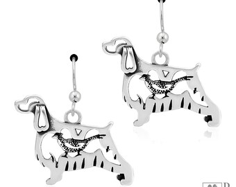 English Springer Spaniel Earrings in Sterling Silver for Woman, Body