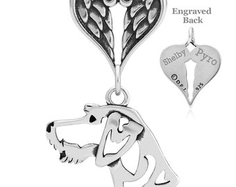 German Wirehaired Pointer Angel Necklace, Personalized Breed Sympathy Gifts