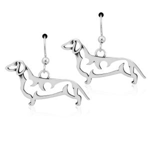 Sterling Silver Dachshund Earrings, Smooth Coat