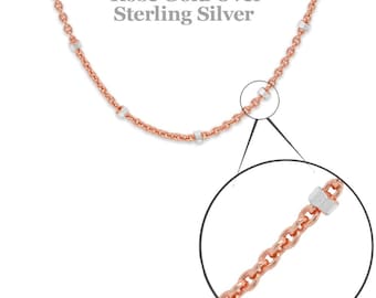 2 Tone 18K Rose Gold Vermeil Sterling Silver Satellite Chain