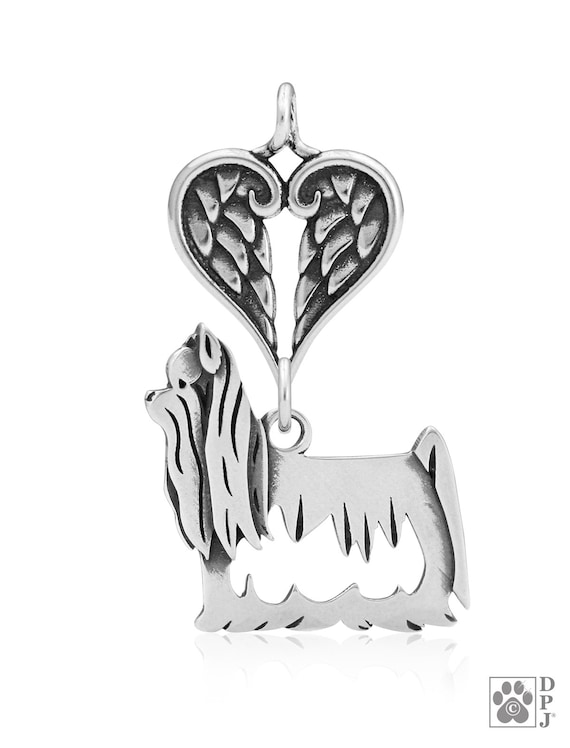 Dazzling Paws Jewelry Sterling Silver Yorkie Yorkshire Terrier Dog Pendant with Show Cut Head