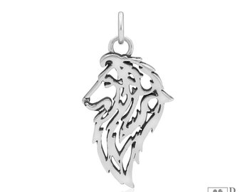 Shetland Sheepdog Pendant Necklace in Sterling Silver, Head