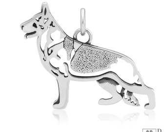 German Shepherd Dog Necklace Jewelry in Sterling Silver, Body