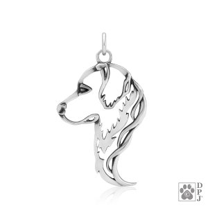 Golden Retriever Pendant Necklace in Sterling Silver, Head