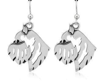 Pendientes de grifo de Bruselas en plata de ley, con capa rugosa