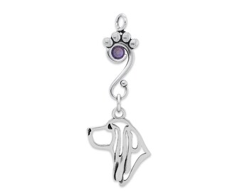 Sterling Silver Basset Hound Crystal Necklace