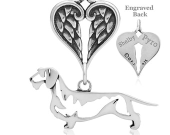 Wirehaired Dachshund Angel Pendant, Custom Breed Memorial Keepsakes