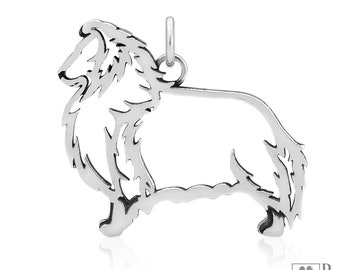 Shetland Sheepdog Necklace Jewelry in Sterling Silver, Body