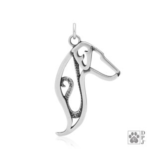 Doberman Pinscher Pendant Necklace in Sterling Silver, Head