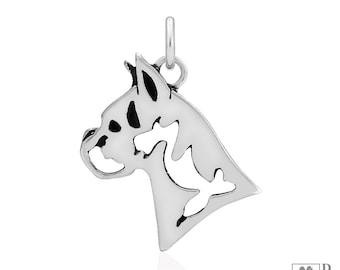 Boxer Necklace Jewelry in Sterling Silver, Head