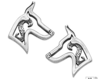 Doberman Pinscher Post Earrings in Sterling Silver, Head