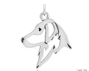 Flat-Coated Retriever Pendant Necklace in Sterling Silver, Head