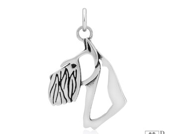 Schnauzer Necklace in Sterling Silver, Cropped Ears