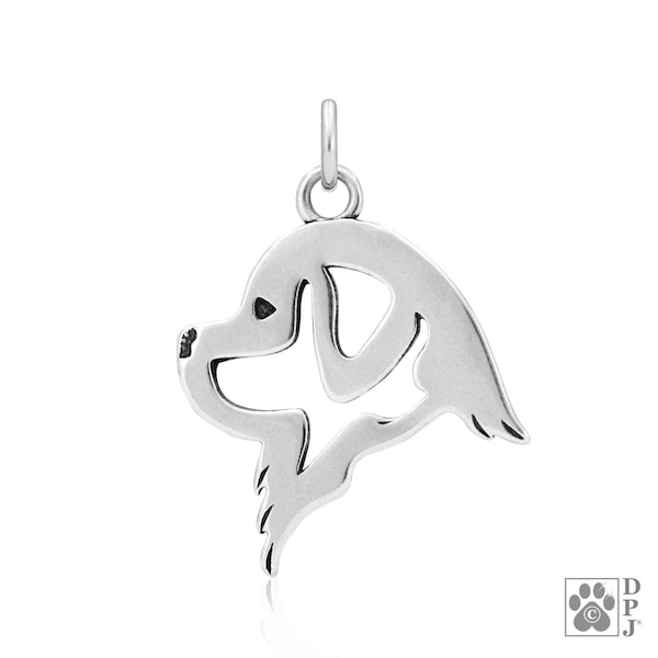 Collier pendentif Terre-Neuve en argent sterling, tête