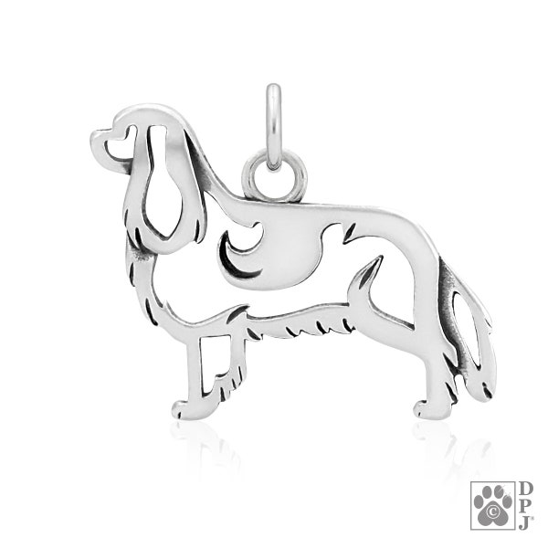 Cavalier King Charles Spaniel Necklace Jewelry in Sterling Silver, Body