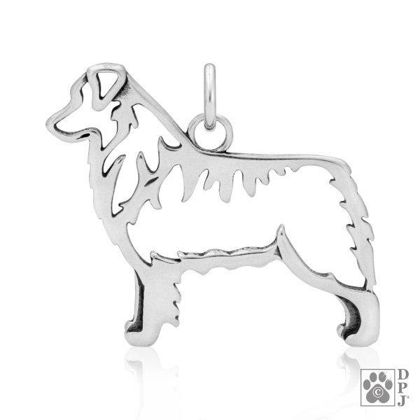 Australian Shepherd Necklace Jewelry in Sterling Silver, Body