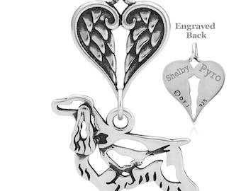 English Cocker Spaniel Angel Pendant, Custom Breed Memorial Keepsakes