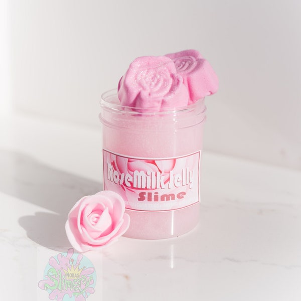 Rose Milk Jelly SLIME thick jelly,MOCHI  snow butter, DIY mix in clay roses, scented