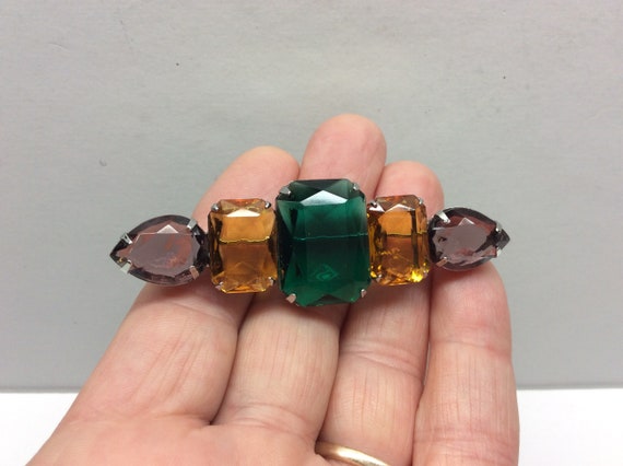 Never Worn, Multi-Color Faceted Stone Brooch, Vin… - image 5