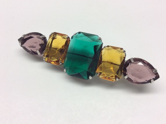 Never Worn, Multi-Color Faceted Stone Brooch, Vin… - image 4