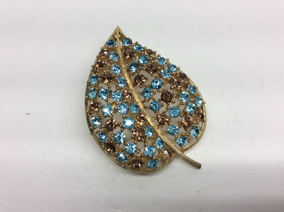 Lisner, Never Worn, Stone Leaf Brooch, Vintage 196