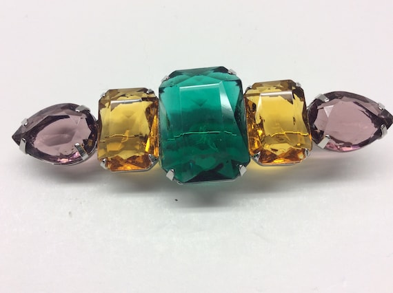 Never Worn, Multi-Color Faceted Stone Brooch, Vin… - image 1