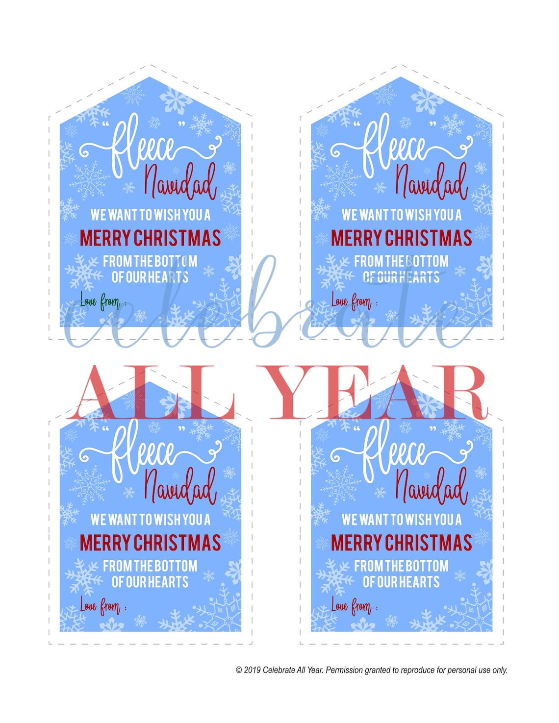 Fleece Navidad Printable Gift Tag - Etsy