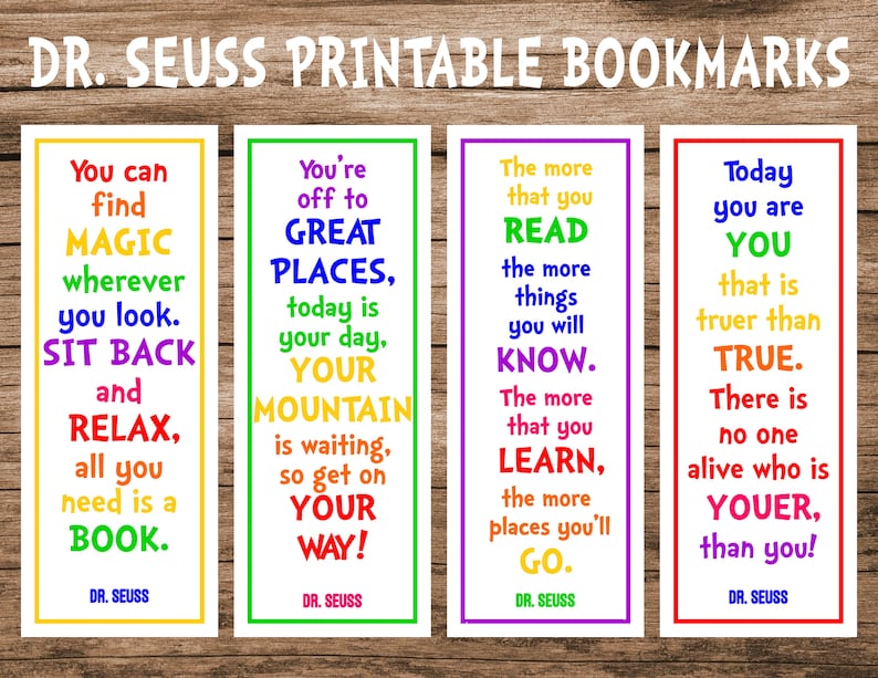 Dr. Seuss Printable Bookmarks graphic about Dr Seuss Printable titled Dr. Seuss Printable Bookmarks
