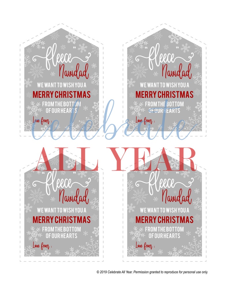 Fleece Navidad Printable Gift Tag - Etsy