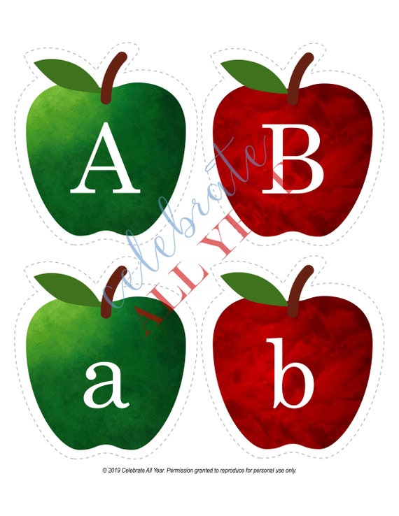 printable apple alphabet set etsy hong kong