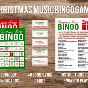 Christmas Music Bingo Game set of 30 image 3