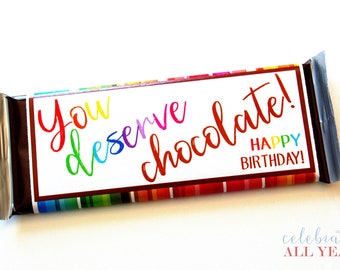 Envoltorio para barra de chocolate de cumpleaños