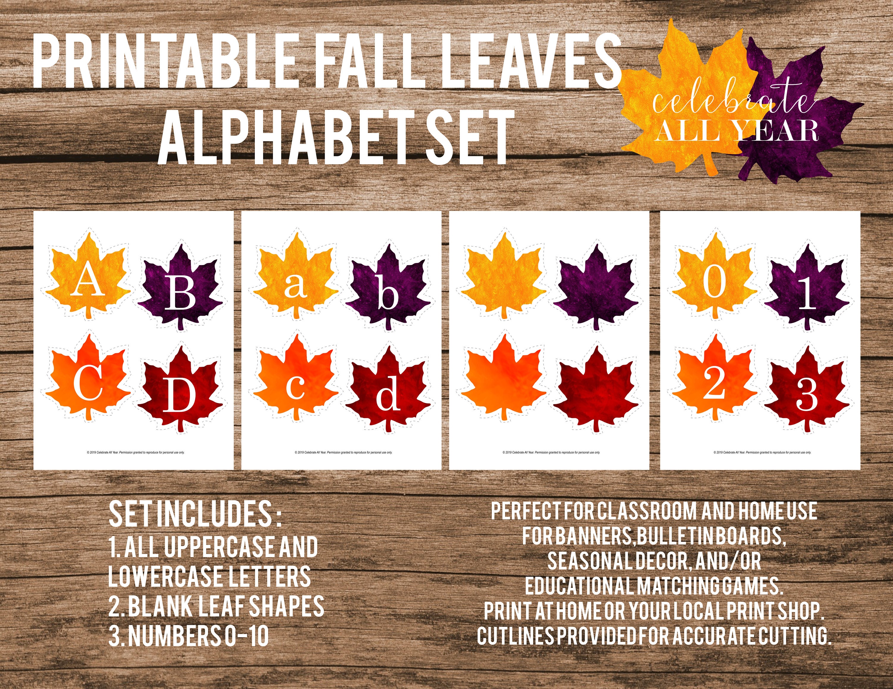 Printable Fall Leaves Alphabet Set