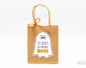 PRINTABLE Thanks for All You BOO Cute Ghost Gift Tag - Etsy