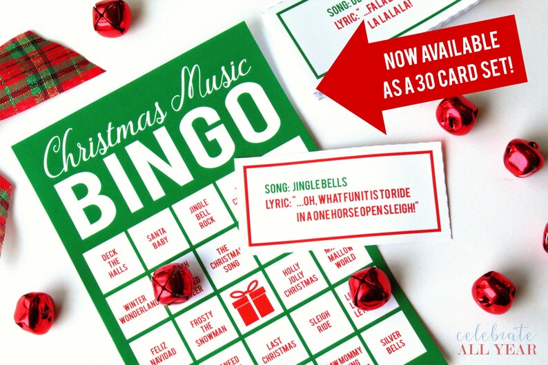 Christmas Music Bingo Game set of 30 image 1