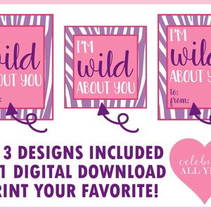 Wild About You Printable Valentine Tags