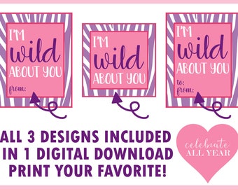 Wild About You Printable Valentine Tags