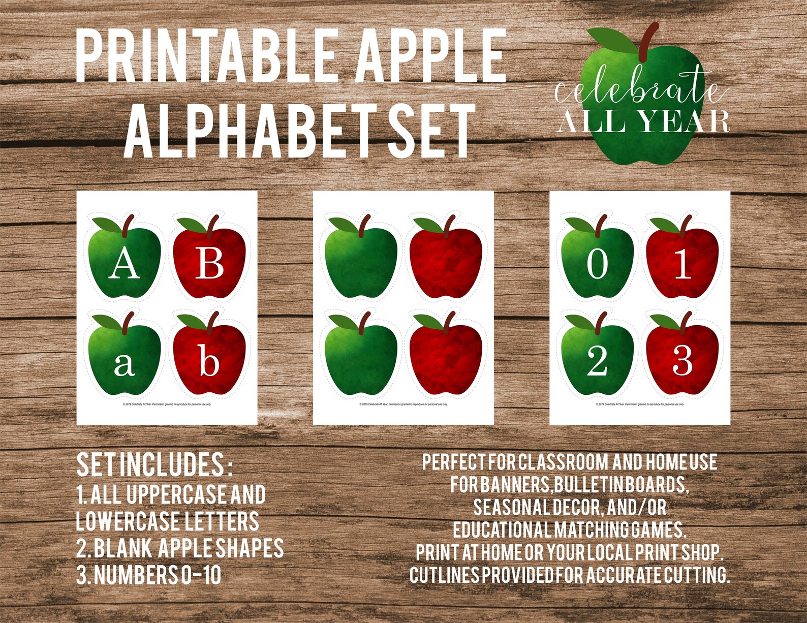 Printable Apple Alphabet Set - Etsy