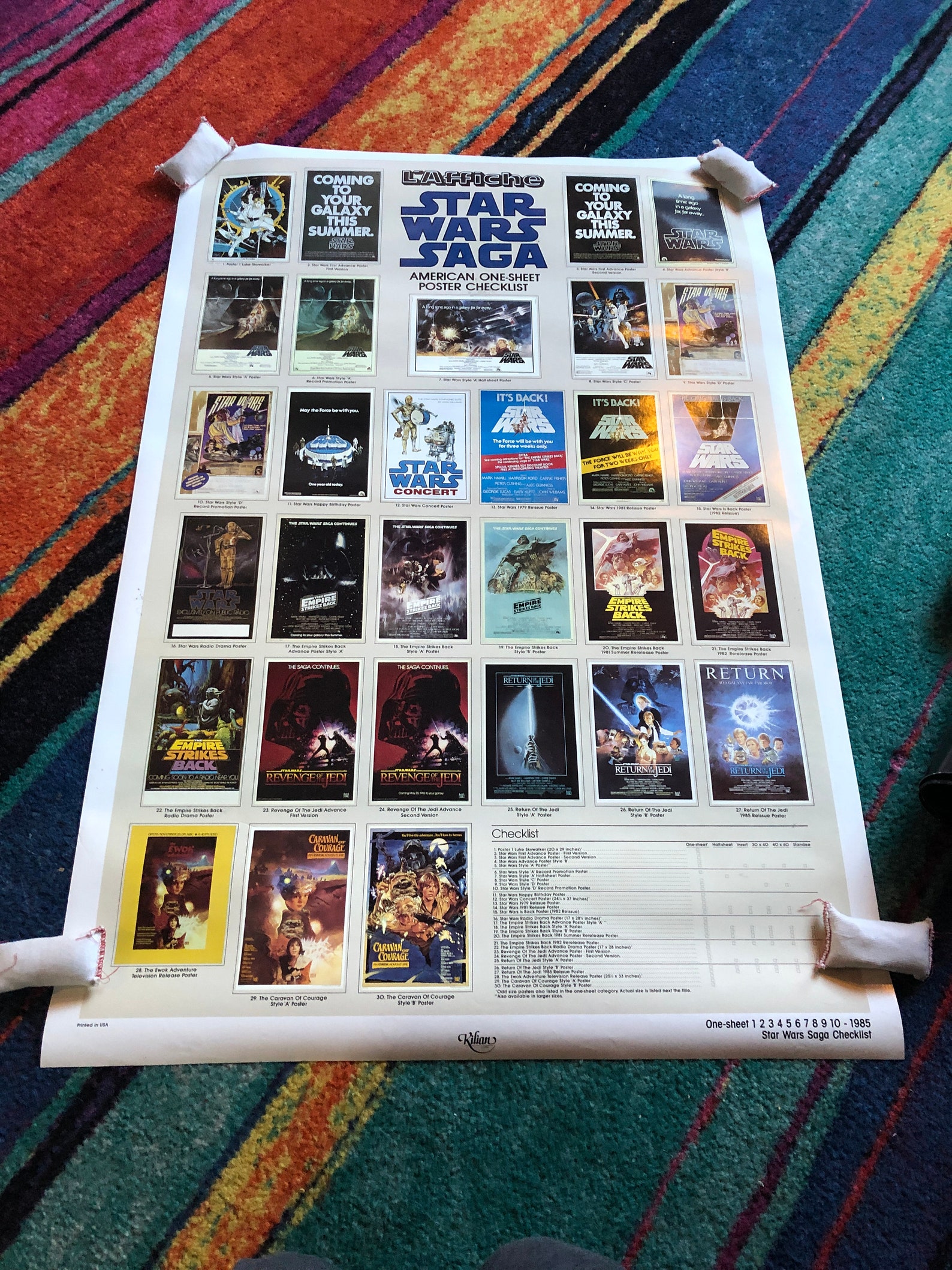 1985 Star Wars POSTER CHECKLIST Twosided 1sheet Poster. Etsy UK