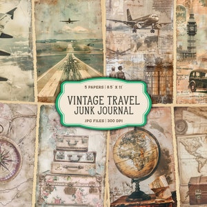 Páginas imprimíveis do diário de lixo vintage, diário de viagem, diário de viagem para impressão, diário de lixo de viagem imprimível, diário de viagem vintage